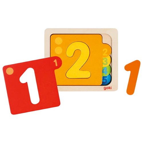 Puzzle Numere 1-5 - puzzle de lemn invata numerele GOKI
