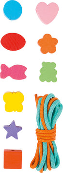 Joc de motricitate fina - joc de insirat margele de lemn colorate - Small Foot