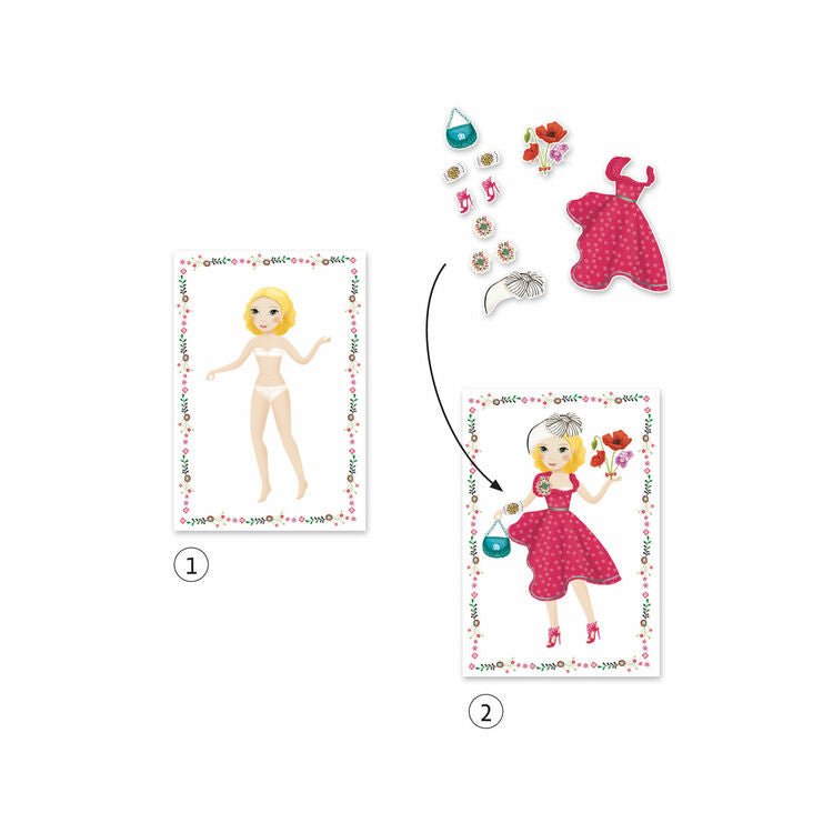 Abtibilduri repozitionabile Djeco – moda - Joc cu stickere 5- 10 ani  Djeco