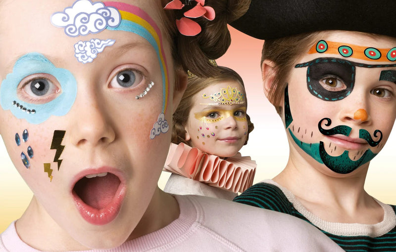 Culori make-up copii non alergice Djeco, metalic -pictura fata copii - culori cu sclipici