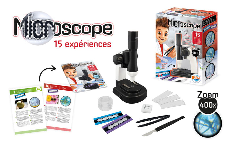 Microscop - 15 Experimente New - Microscop copii BUKi France - set STEM copii