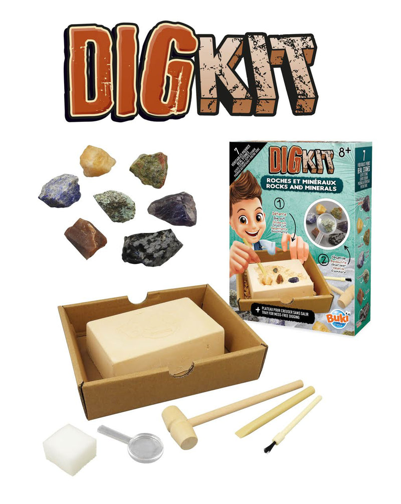 Kit De Sapat - Roci Si Minerale - BUKI France - DIG kite - Sapa si descopera - kit excavare copii
