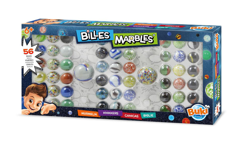 Cutie Cu 56 Bile Colorate - marbles - BUKI France