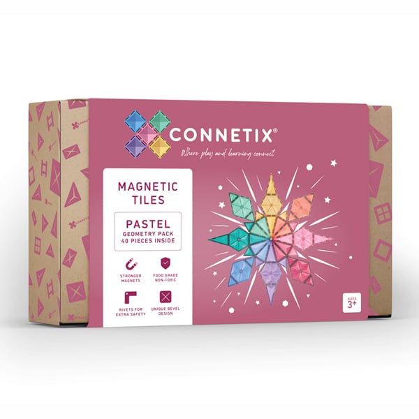 Set Magnetic Connetix - Set constructie magnetic, 40 piese Connetix Pastel Geometry Pack