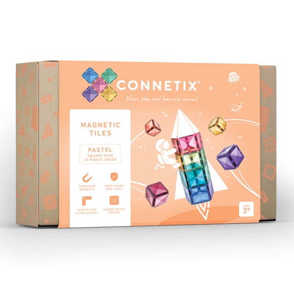 Set Magnetic Connetix - Set constructie magnetic, 40 piese patrate Connetix Pastel Creative