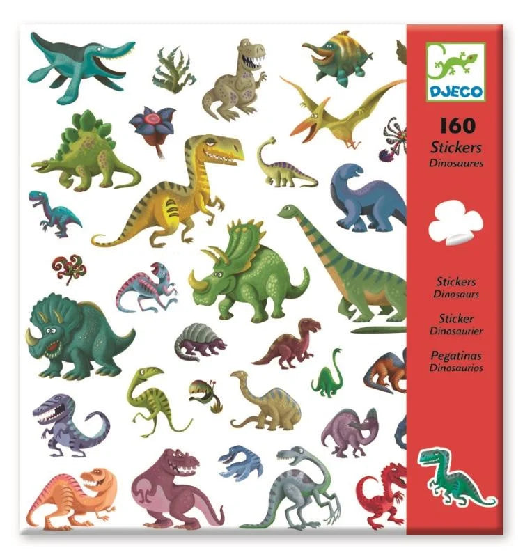 Abtibilduri Djeco Dinozauri- 160 stickere pentru copii cu dinozauri