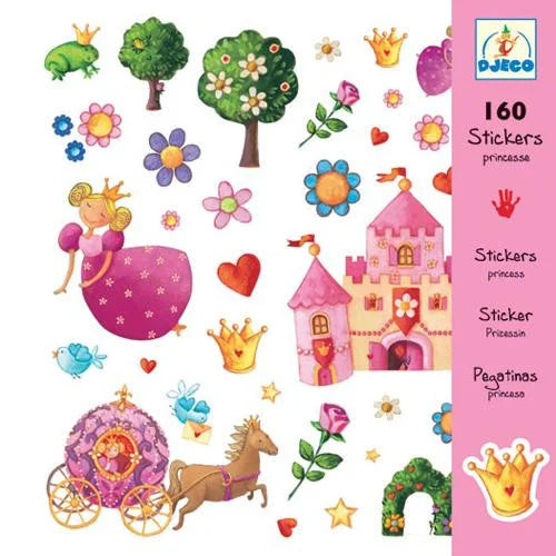 Abtibilduri Djeco Printesa - 160 stickere pentru copii cu printese