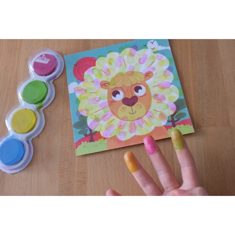 Joc creativ Picteaza cu degetele - Animale colorate  - Crea Lign' - jocuri de motricitate fina