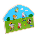 Puzzle lemn Peppa Pig - Puzzle cu buton Peppa Pig - Barbo Toys