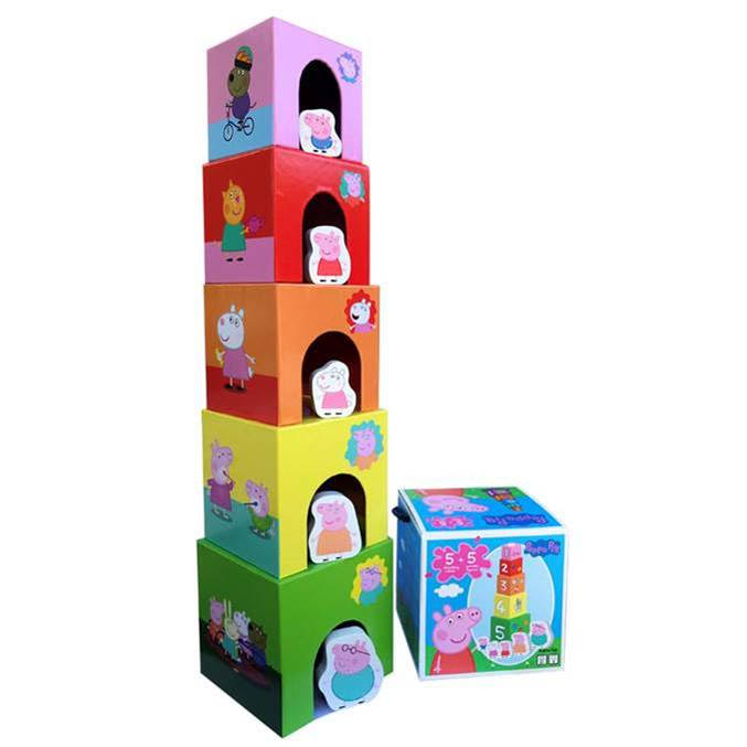 Jucarii Peppa Pig - Turn de construit cu figurine de lemn Peppa Pig - Barbo Toys