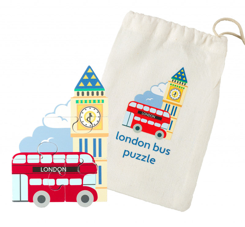 Mini Puzzle Din Lemn Autobuzul Londonez, Orange Tree Toys