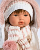 Papusa Llorens 38 cm, Lola cu rochita crem, papusa cu sunete, 38 cm - papusa interactiva