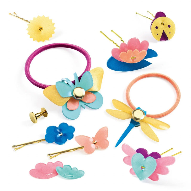 Set creativ Djeco, accesorii pentru par - set DIY pentru fete